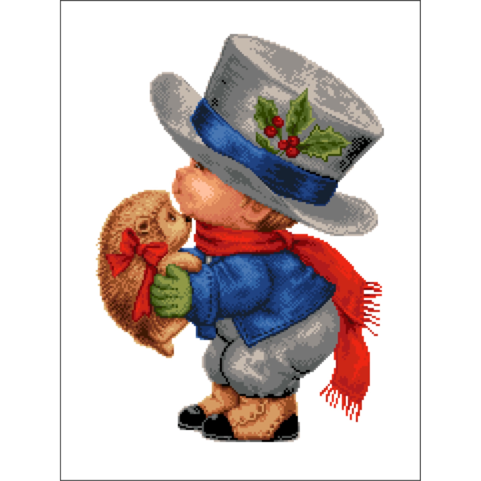 Goblen Nepotul lui Mos Craciun, Rogoblen, kit cu panza imprimata, 24x18 cm, bumbac