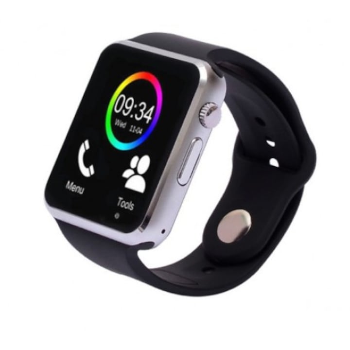 A1 Bluetooth Smart Watch okosóratelefon, SIM kártya foglalattal, kamerával, Ezüst