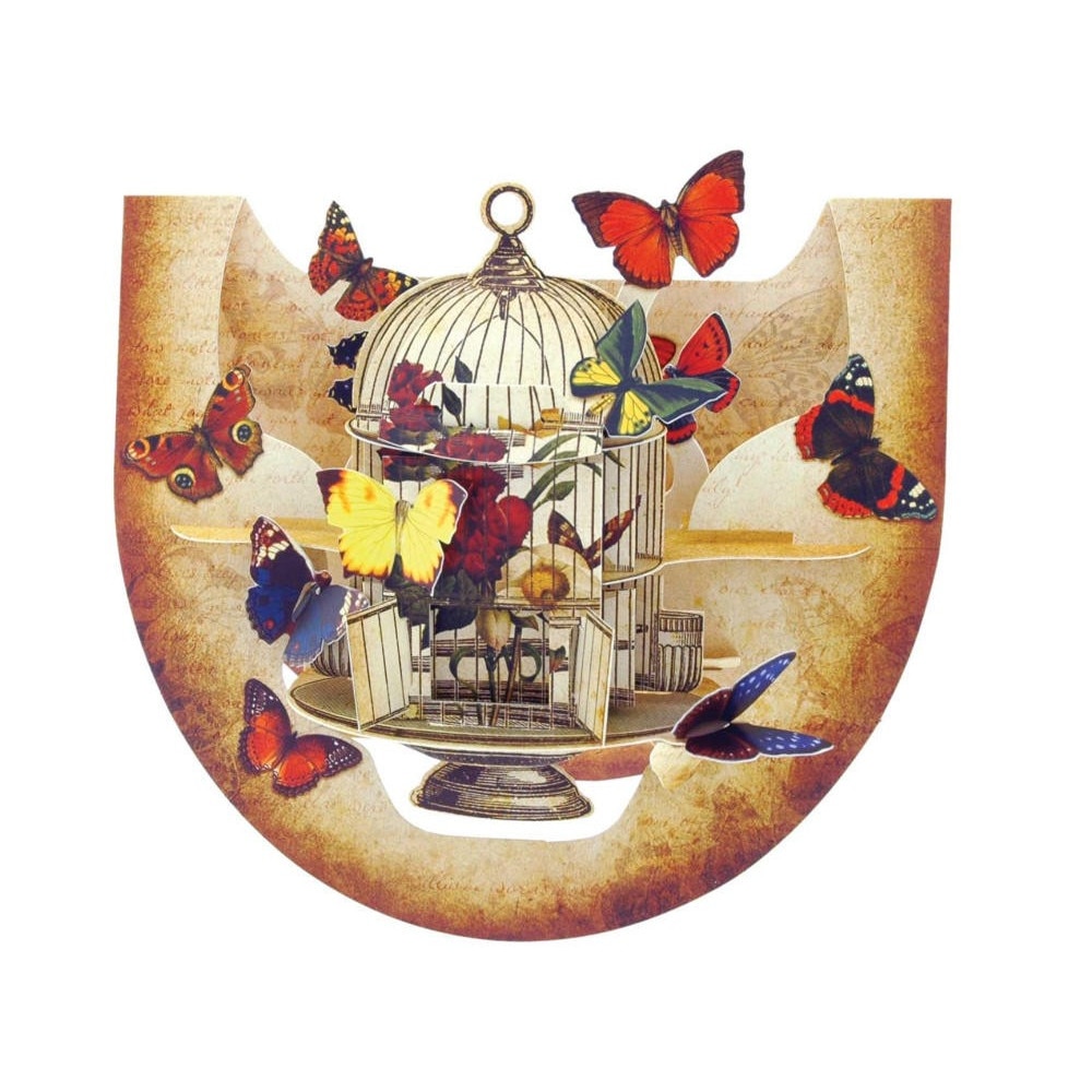 Felicitare Pop'n Rock - Butterflies And Bird Cage