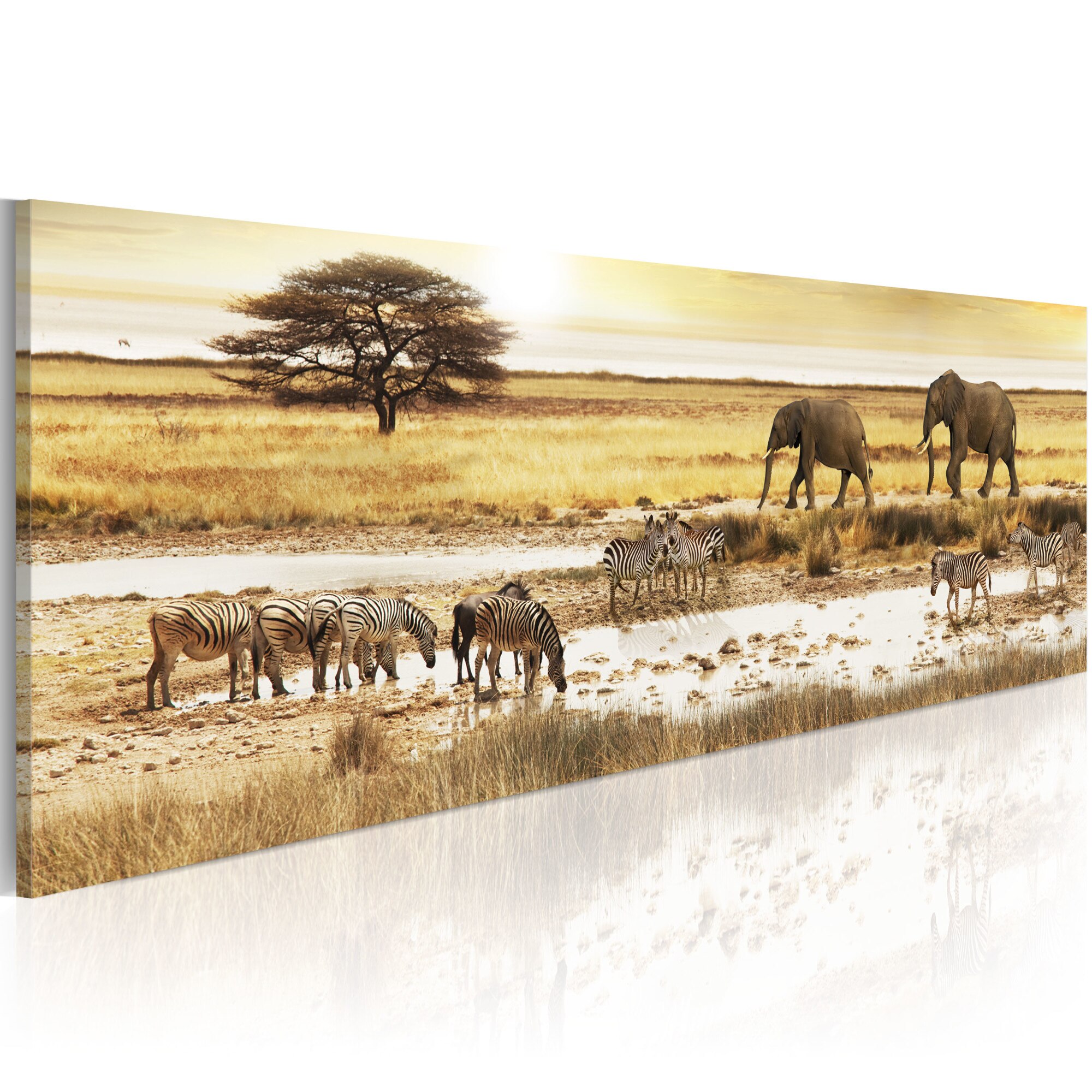 Tablou canvas - Africa: la gaura de apa - 120x40 cm