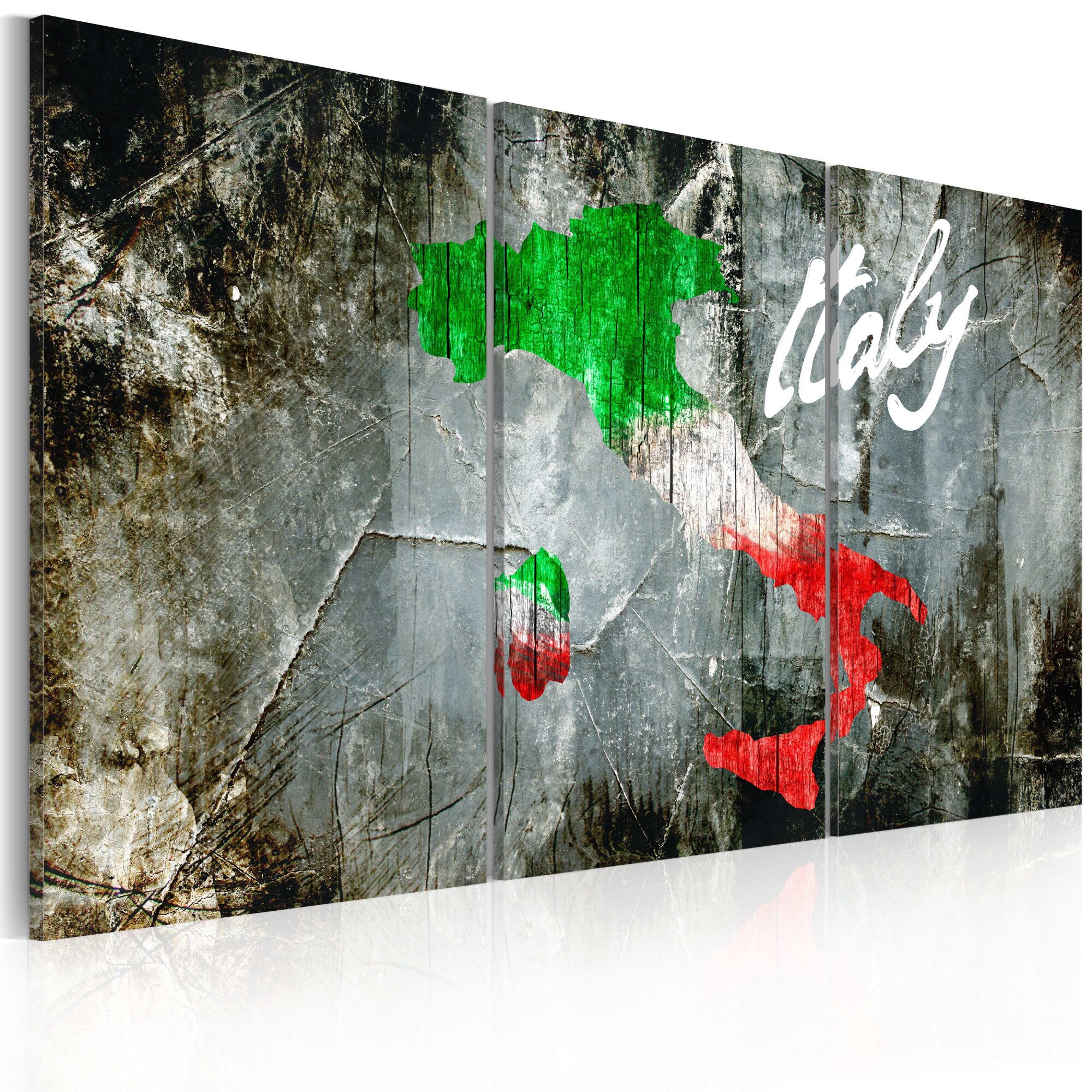 Tablou canvas 3 piese - Harta artistica a tripticului din Italia - 120x80 cm