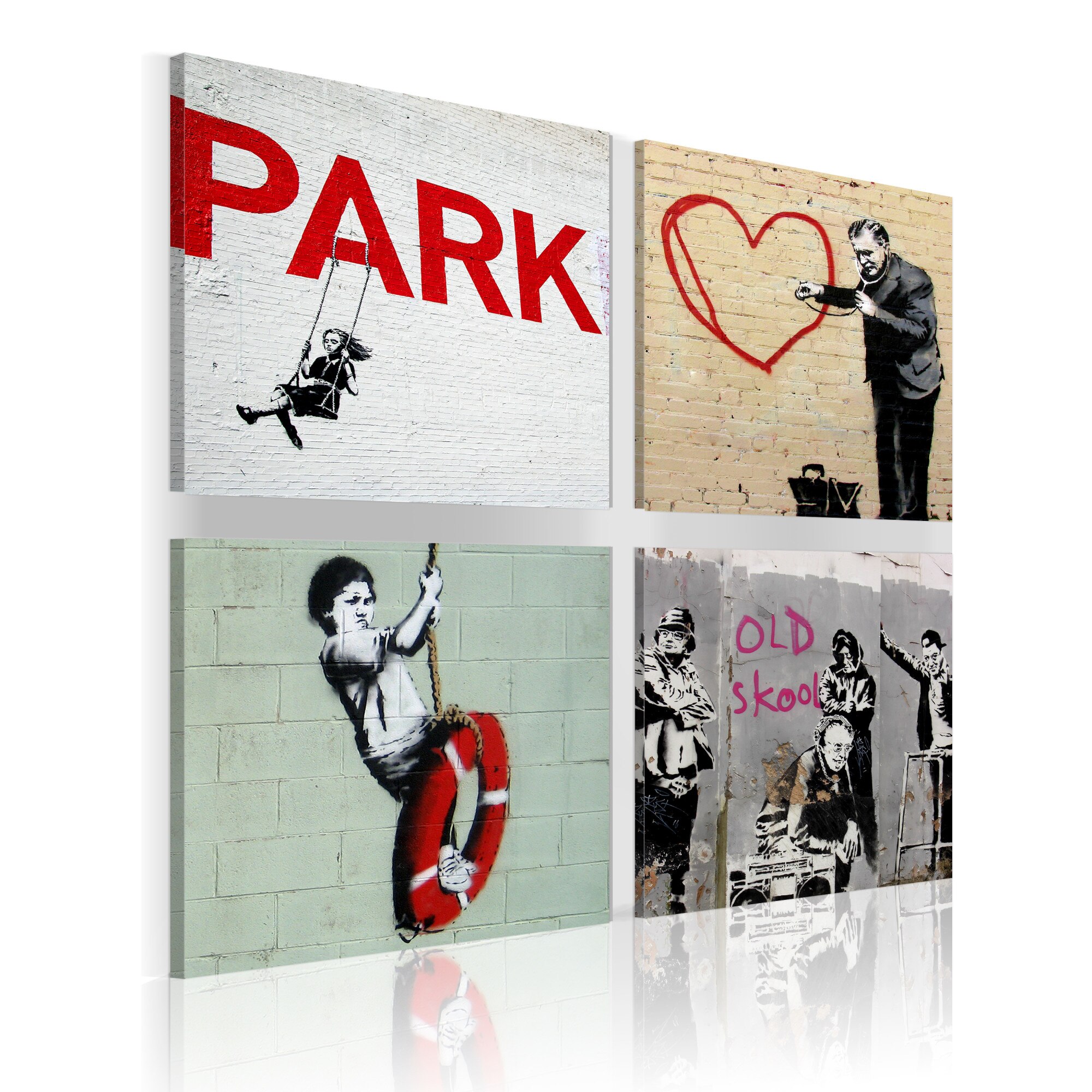 Tablou canvas 4 piese - Banksy inspiratie urbana - 40x40 cm