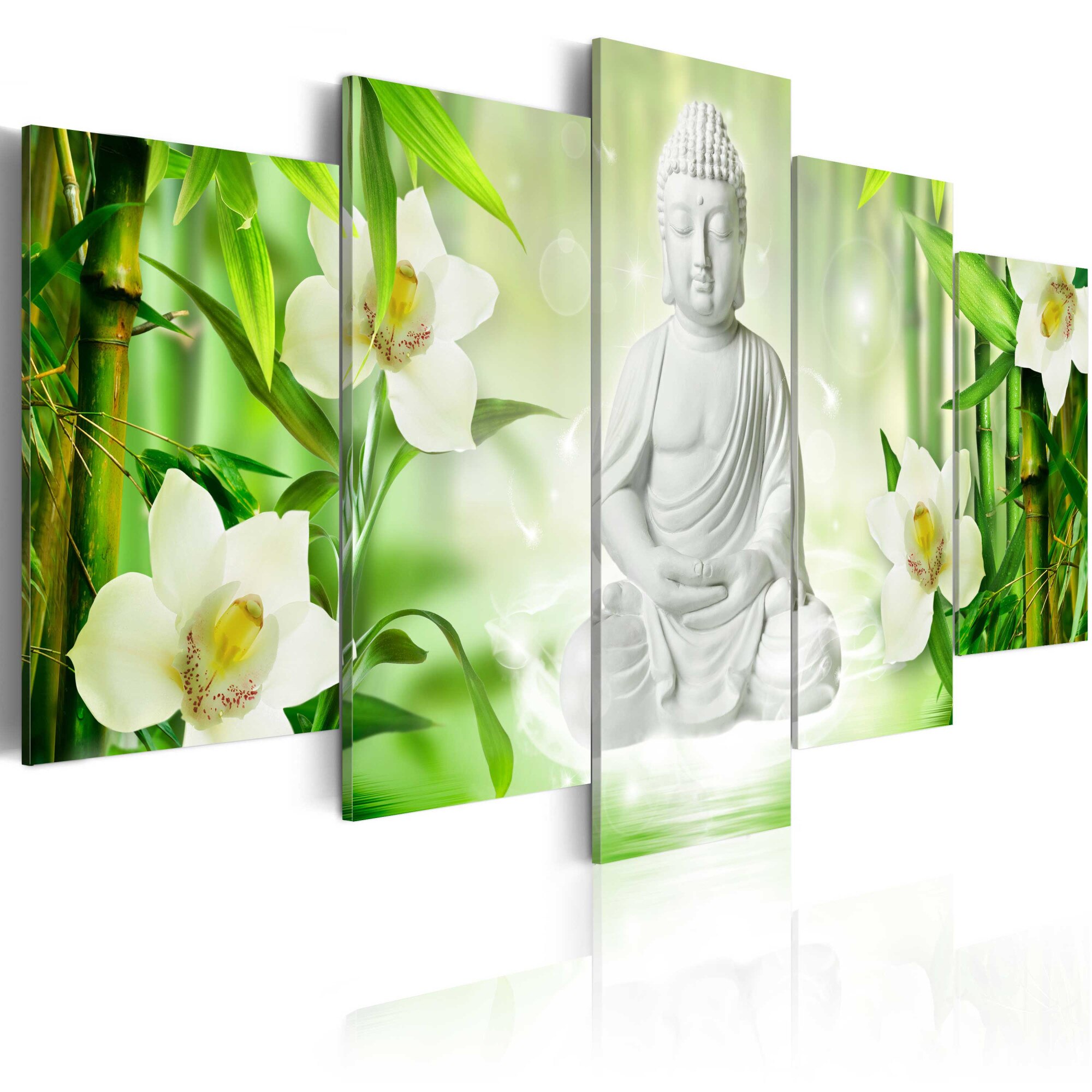 Tablou canvas 5 piese - Buddha si iasomie - 100x50 cm