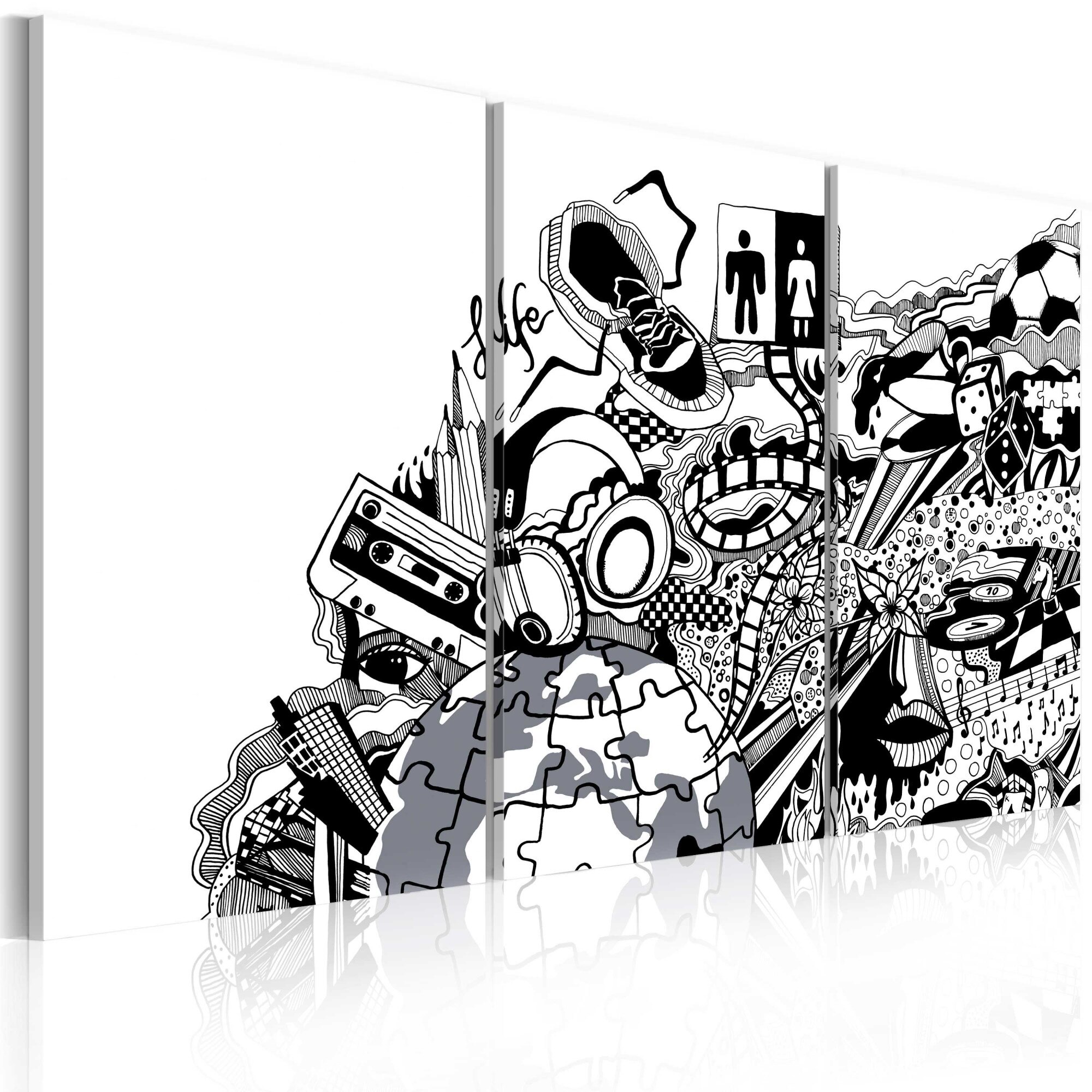 Tablou canvas 3 piese - Arta tripla cu mizerie - 120x80 cm