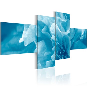 Tablou canvas 4 piese - Floare de azalee albastra - 100x45 cm