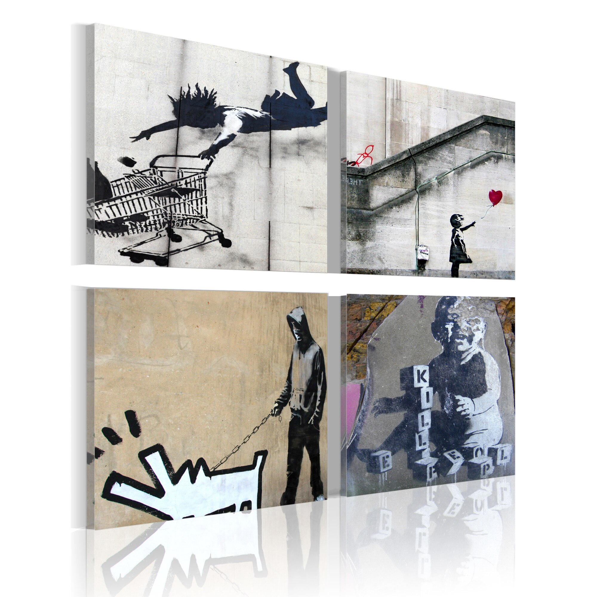 Tablou canvas 4 piese - Idei originale Banksy - 40x40 cm
