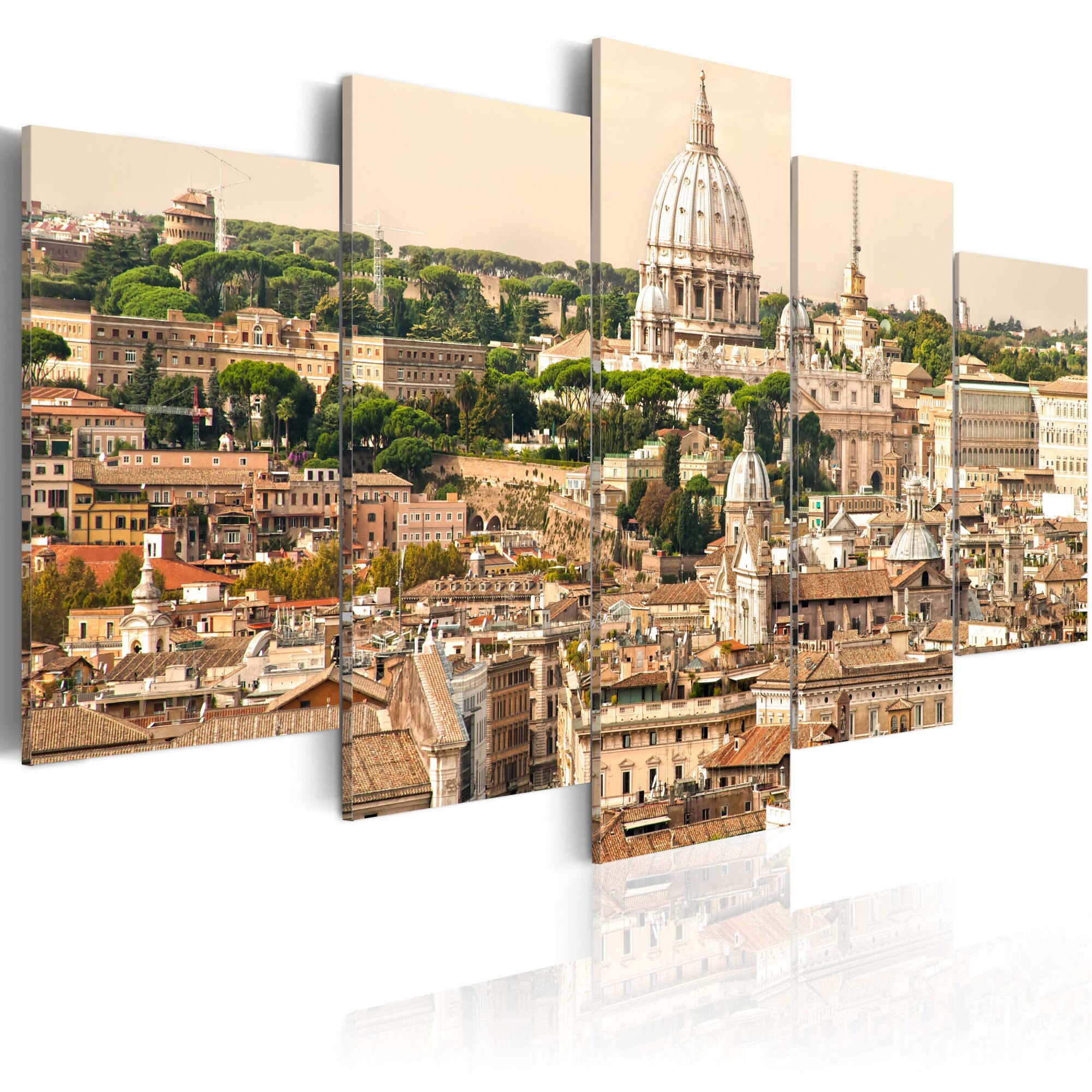 Tablou canvas 5 piese - Acoperisurile Orasului Etern - 200x100 cm