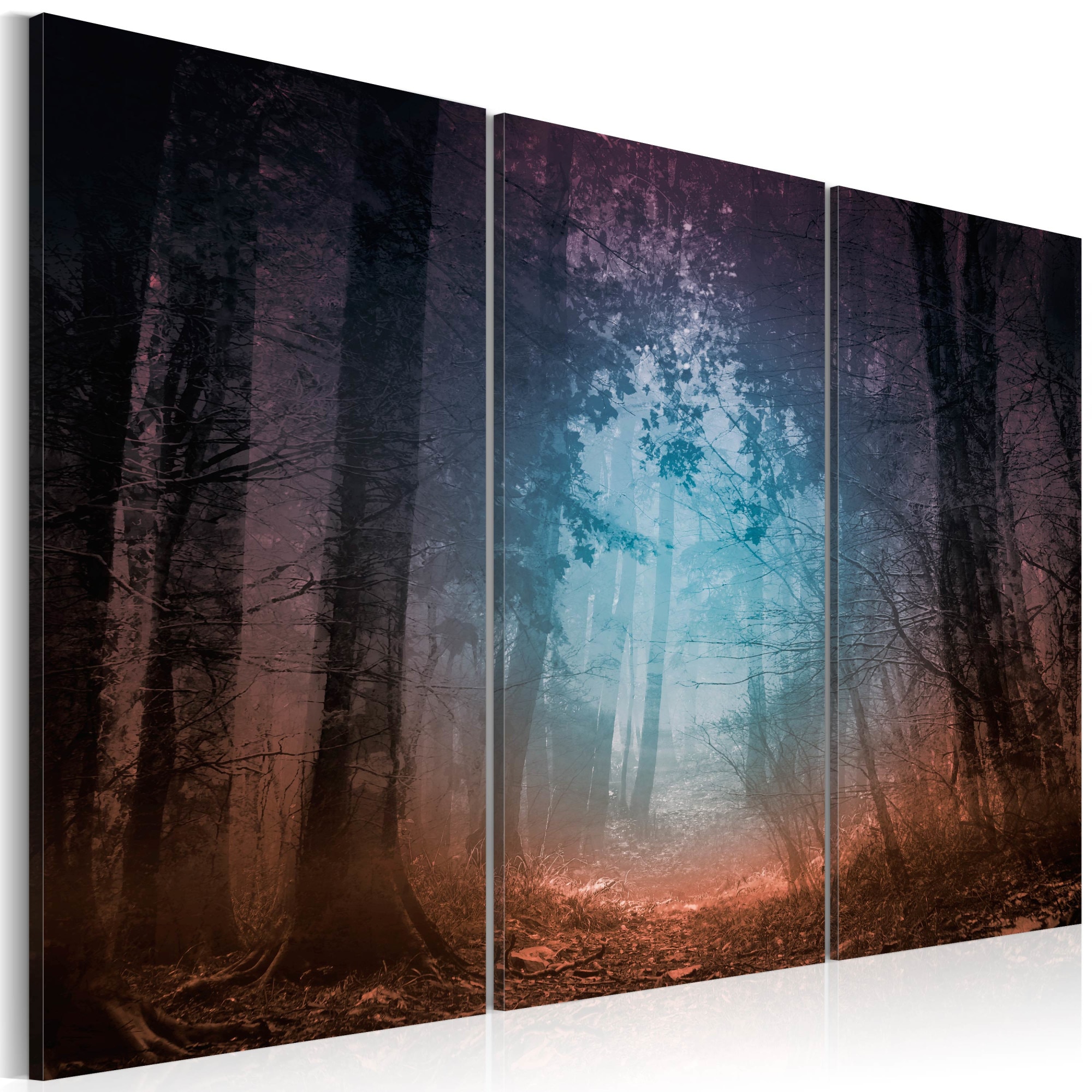 Tablou canvas 3 piese - Edge a tripticului forestier - 120x80 cm