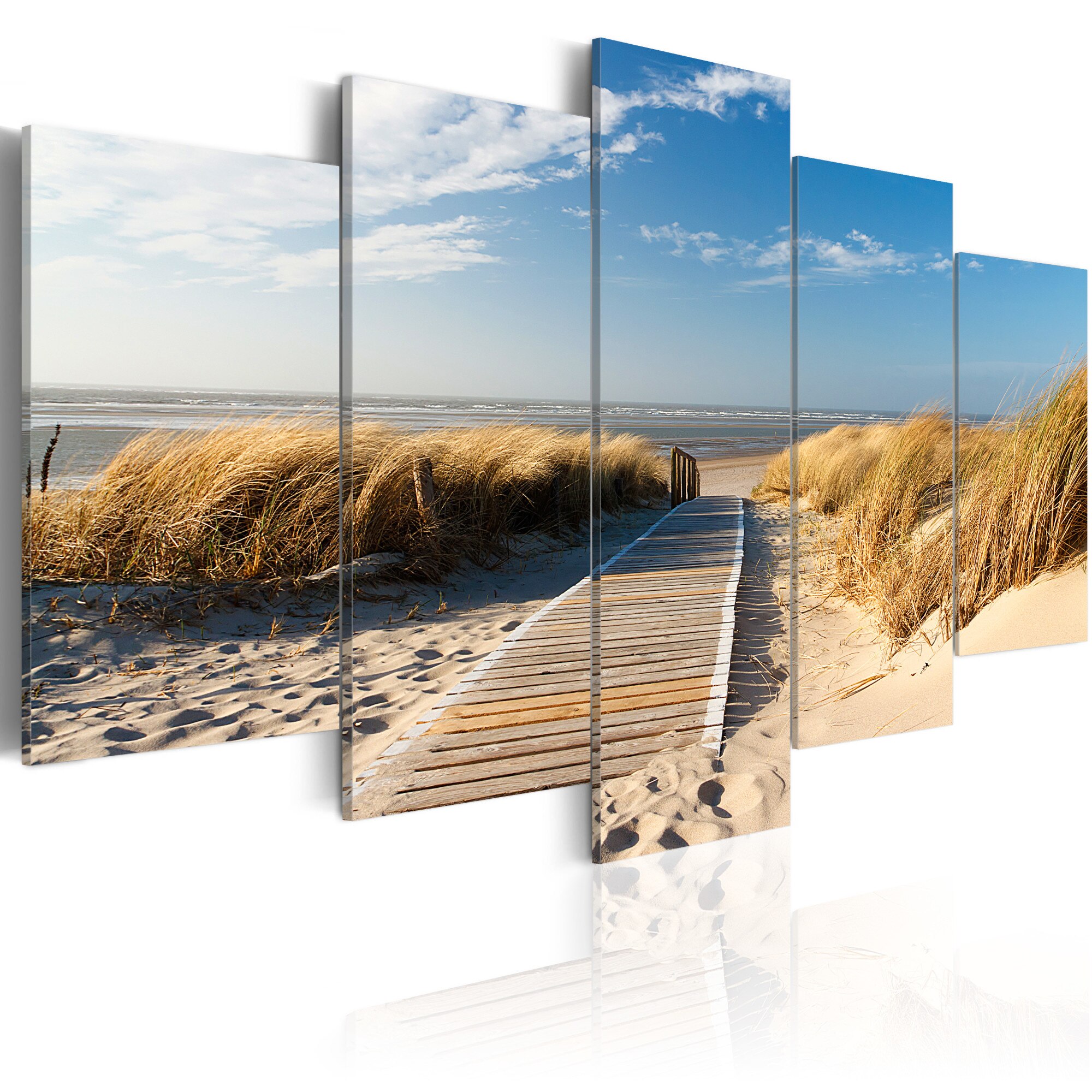 Tablou canvas 5 piese - Plaja necinstita - 200x100 cm