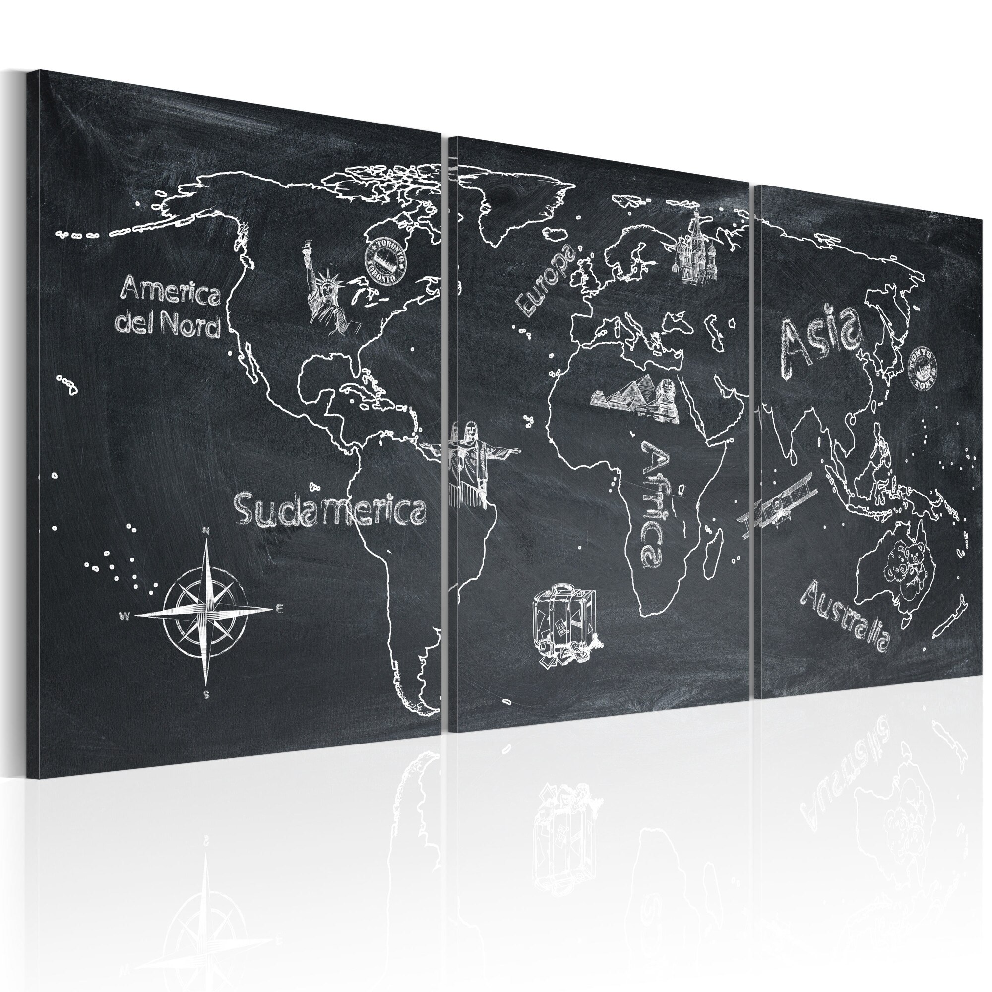 Tablou canvas 3 piese - Calator curios (Italia) - 60x30 cm