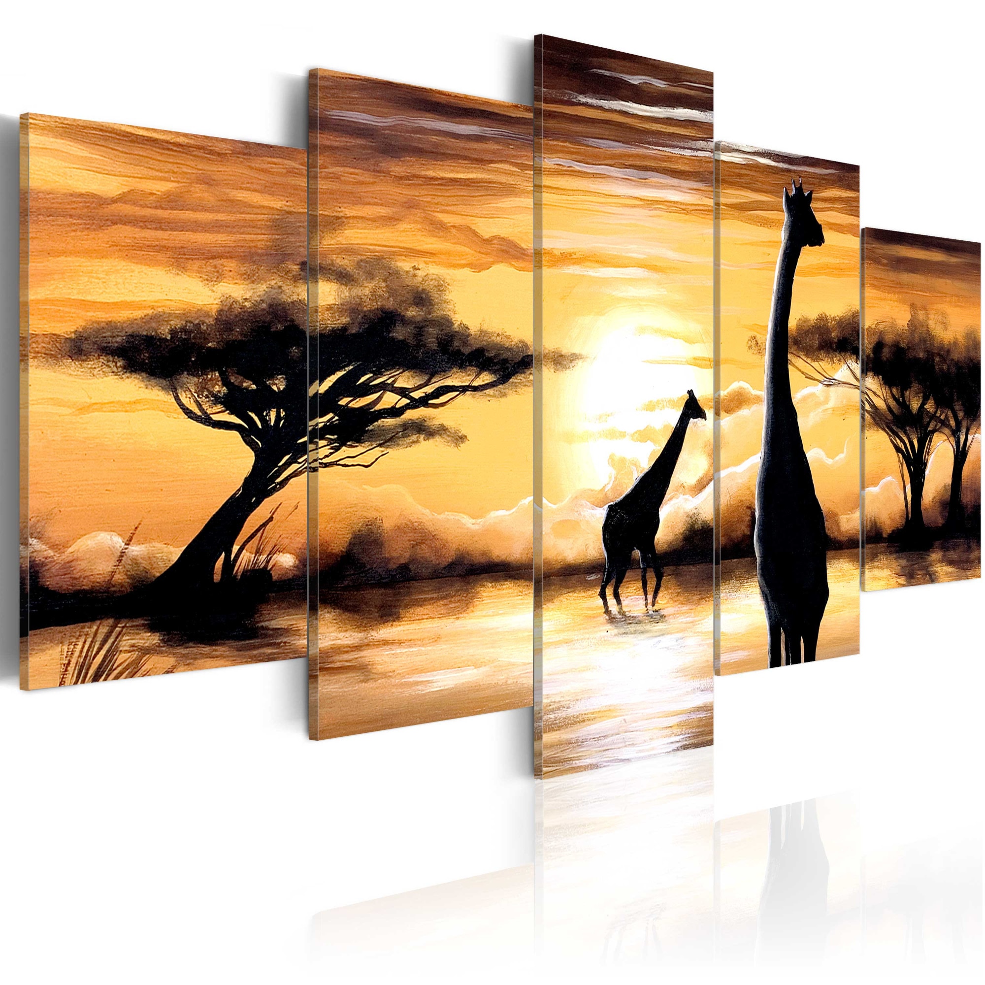 Tablou canvas 5 piese - Africa salbatica - 200x100 cm
