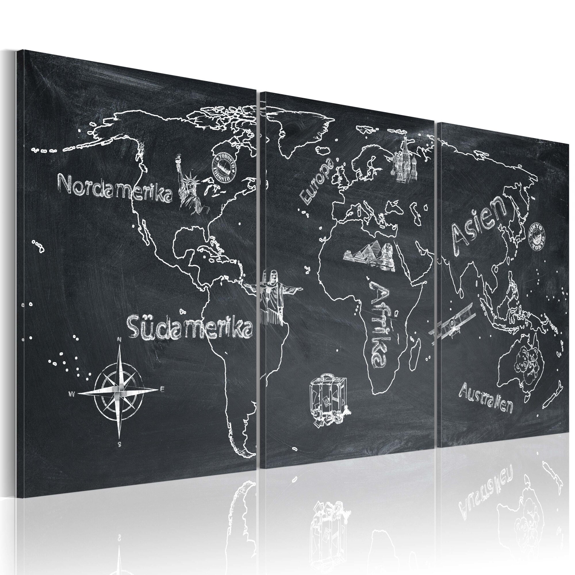 Tablou canvas 3 piese - Calator curios (Germania) - 60x30 cm