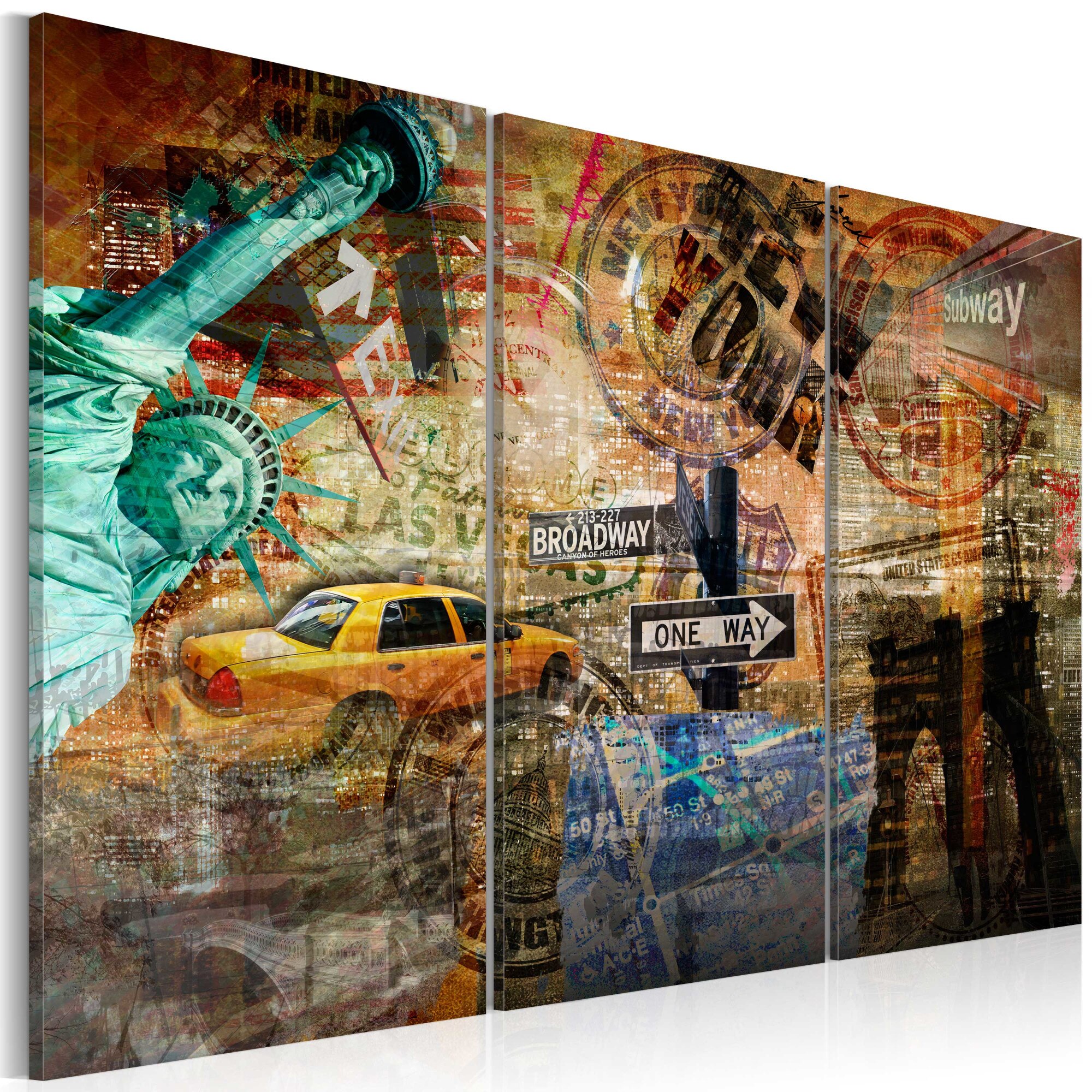 Tablou canvas 3 piese - Esenta NYC - 60x40 cm
