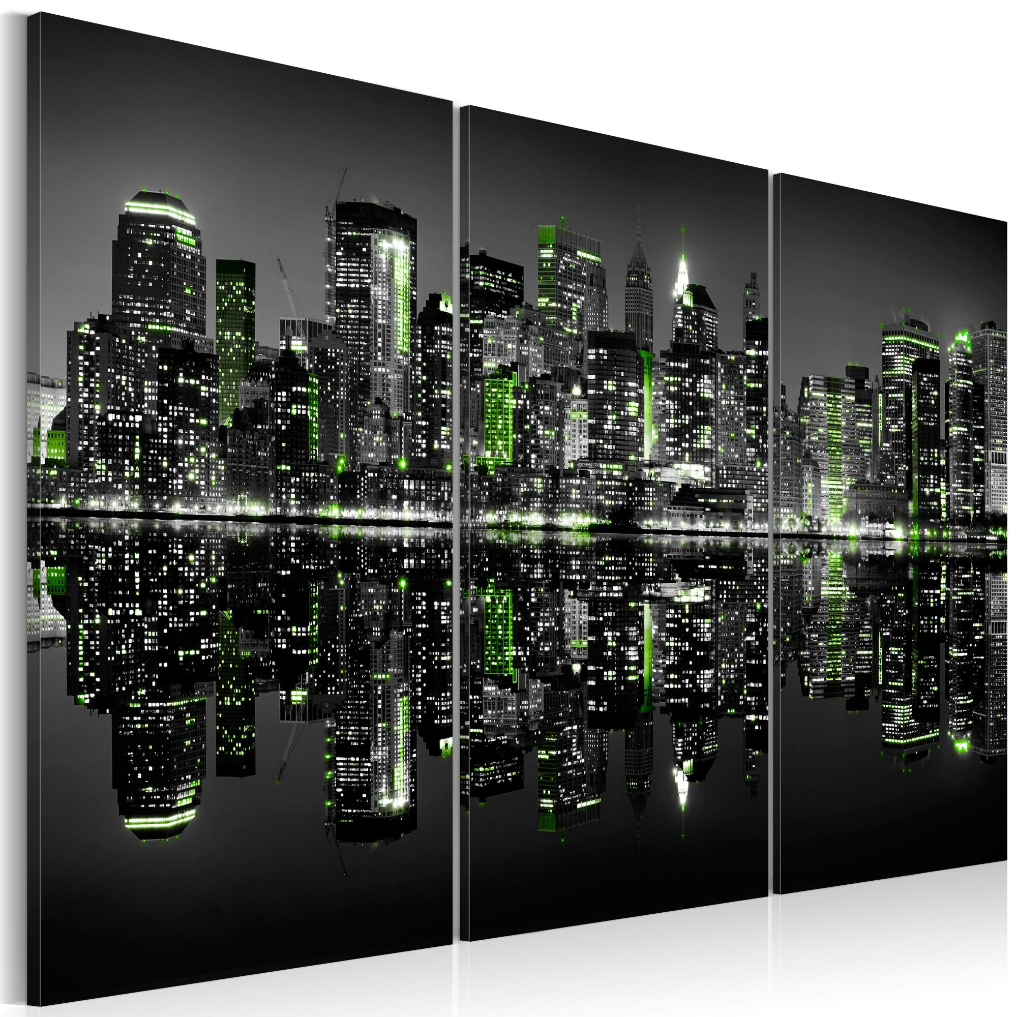 Tablou canvas 3 piese - Green New York - 60x40 cm