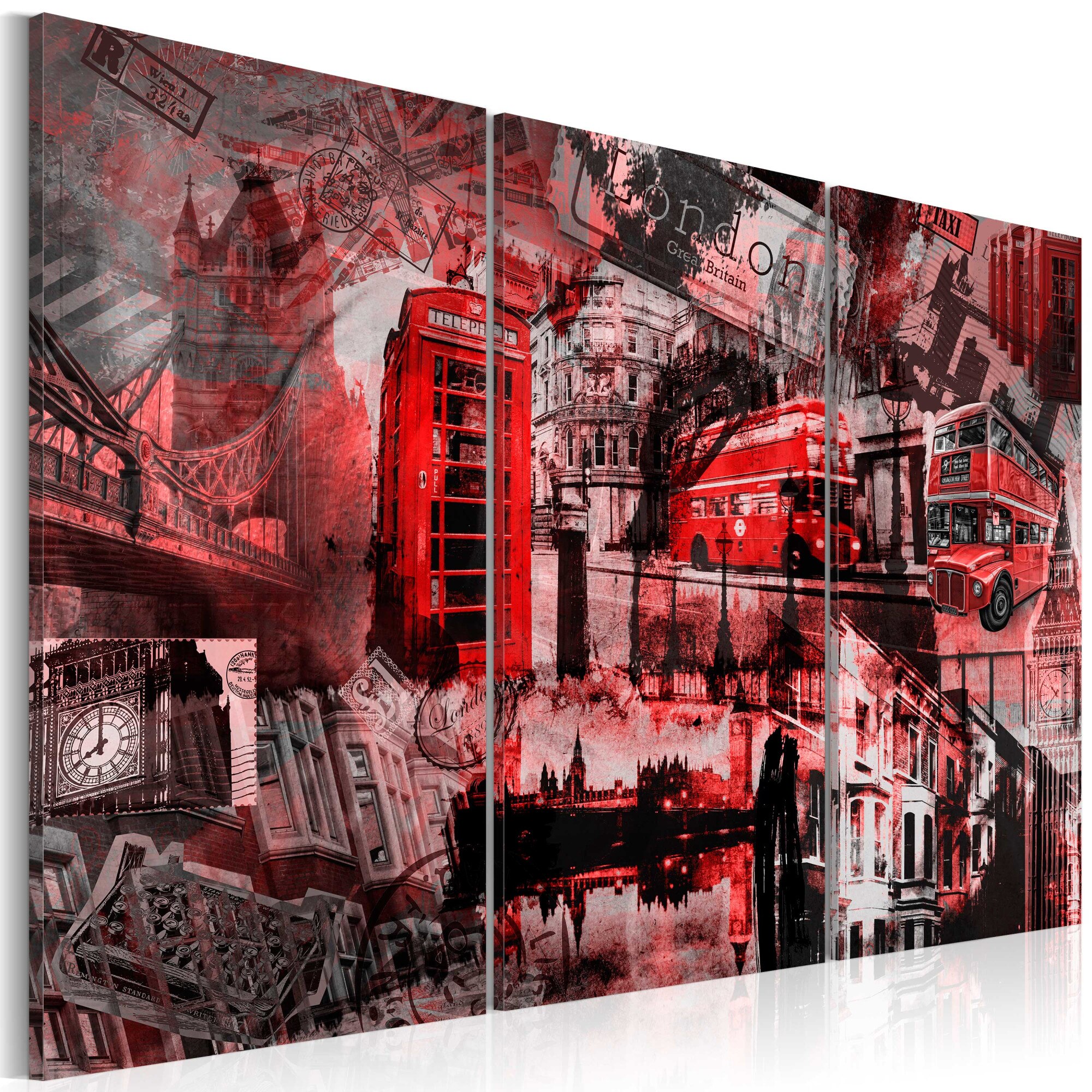 Tablou canvas 3 piese - Red London - 60x40 cm