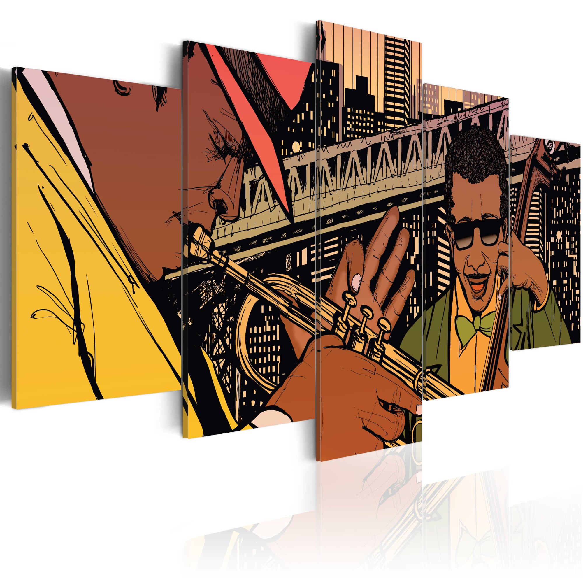 Tablou canvas 5 piese - Jazzy NYC - 200x100 cm