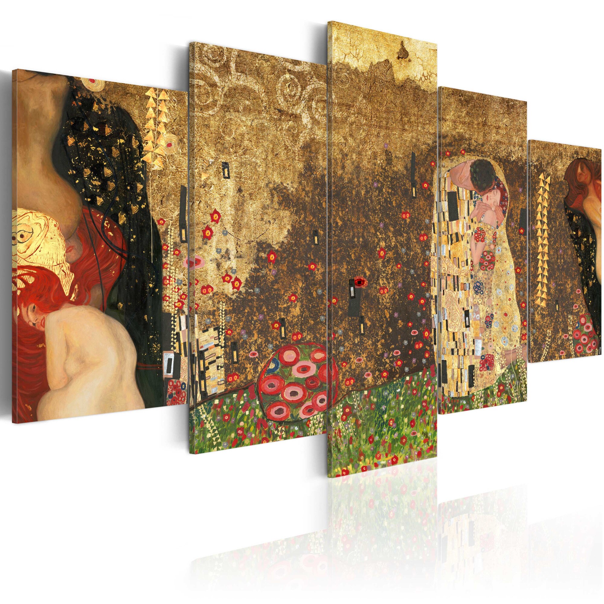 Tablou canvas 5 piese - Muzile lui Klimt - 200x100 cm