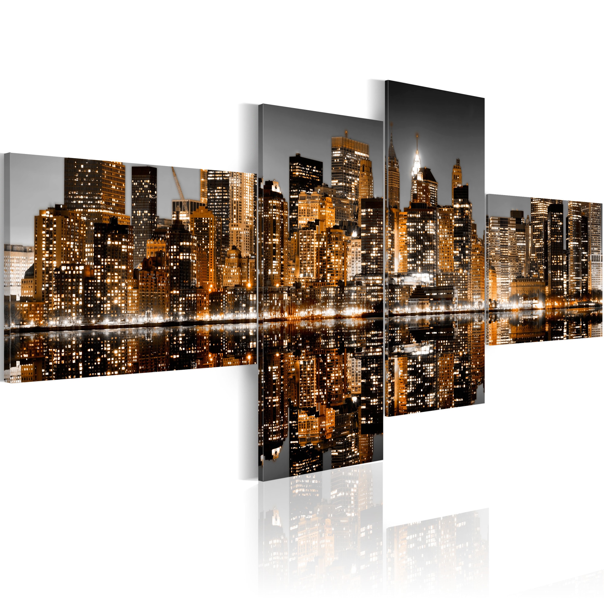 Tablou canvas 4 piese - Nu dormi NY - 200x90 cm