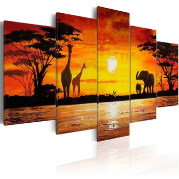 Tablou canvas 5 piese - Hot Safari - 100x50 cm Tablou canvas 5 piese - Hot Safari - 100x50 cm