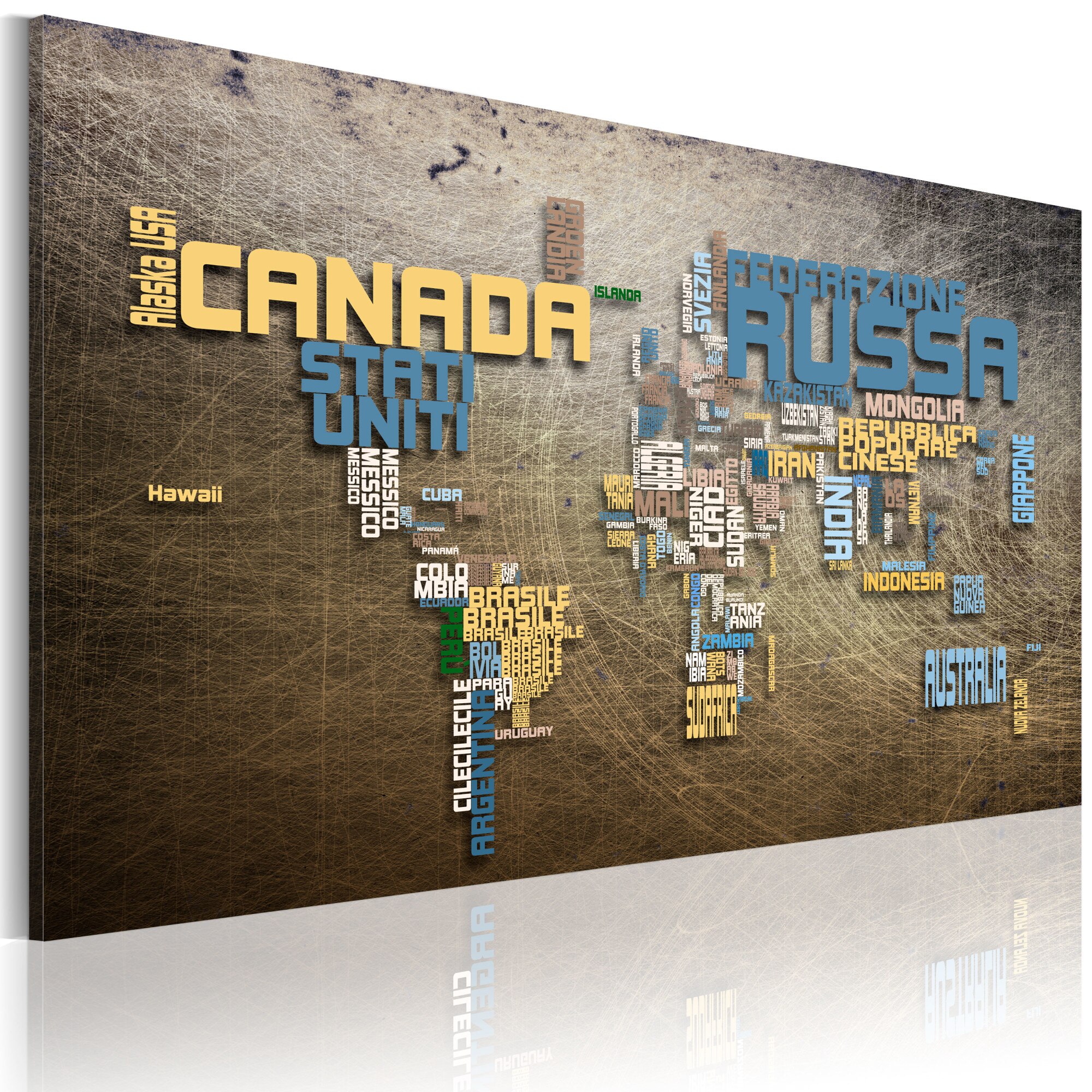 Tablou canvas - Harta lumii (limba italiana) - 60x40 cm