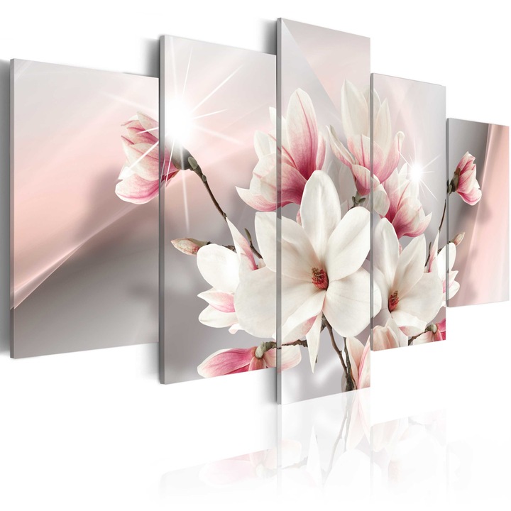 Tablou canvas 5 piese - Magnolia In floare - 200x100 cm