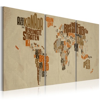 Tablou canvas 3 piese - Harta aventurilor - 60x30 cm Tablou canvas 3 piese - Harta aventurilor - 60x30 cm