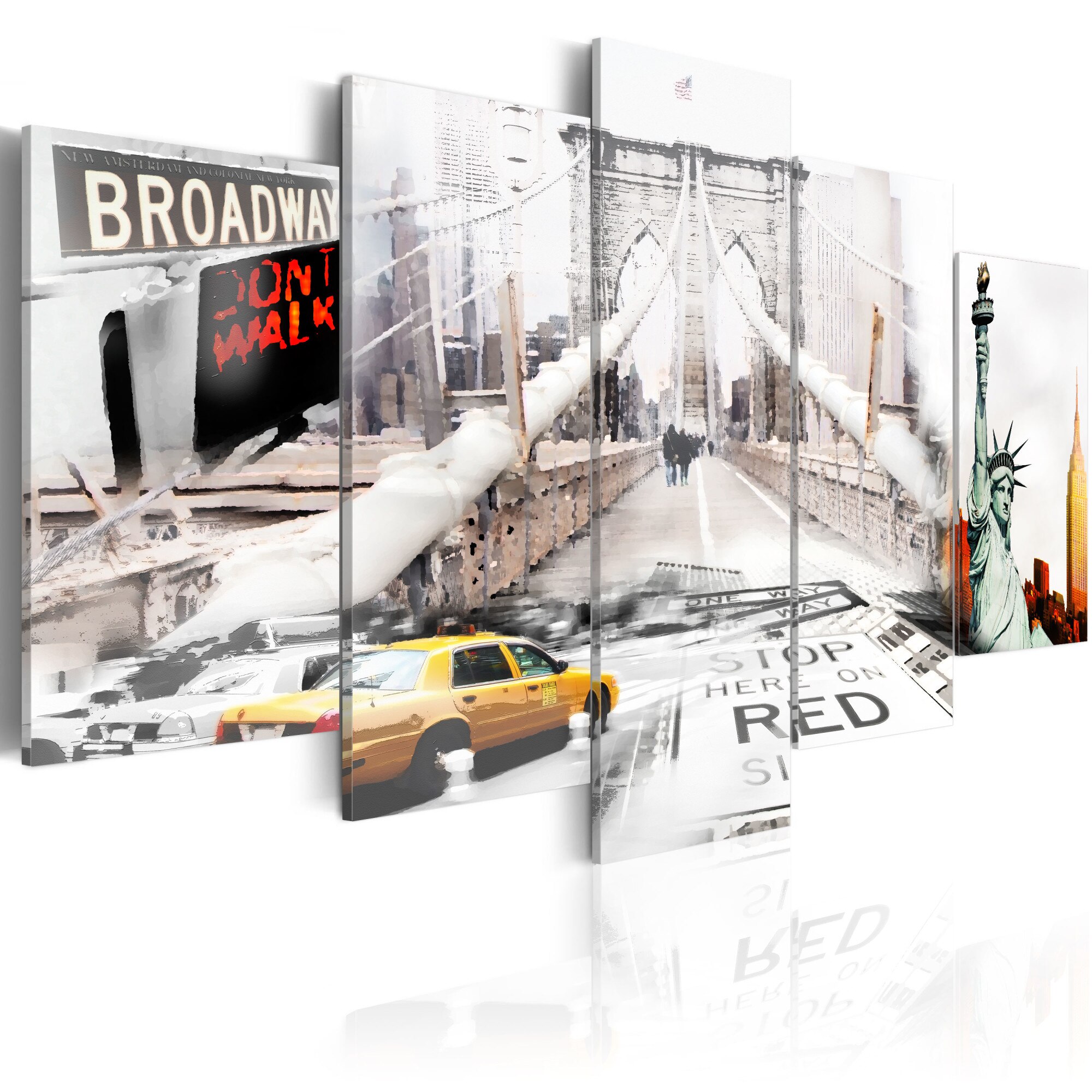 Tablou canvas 5 piese - New York In ceata - 200x100 cm