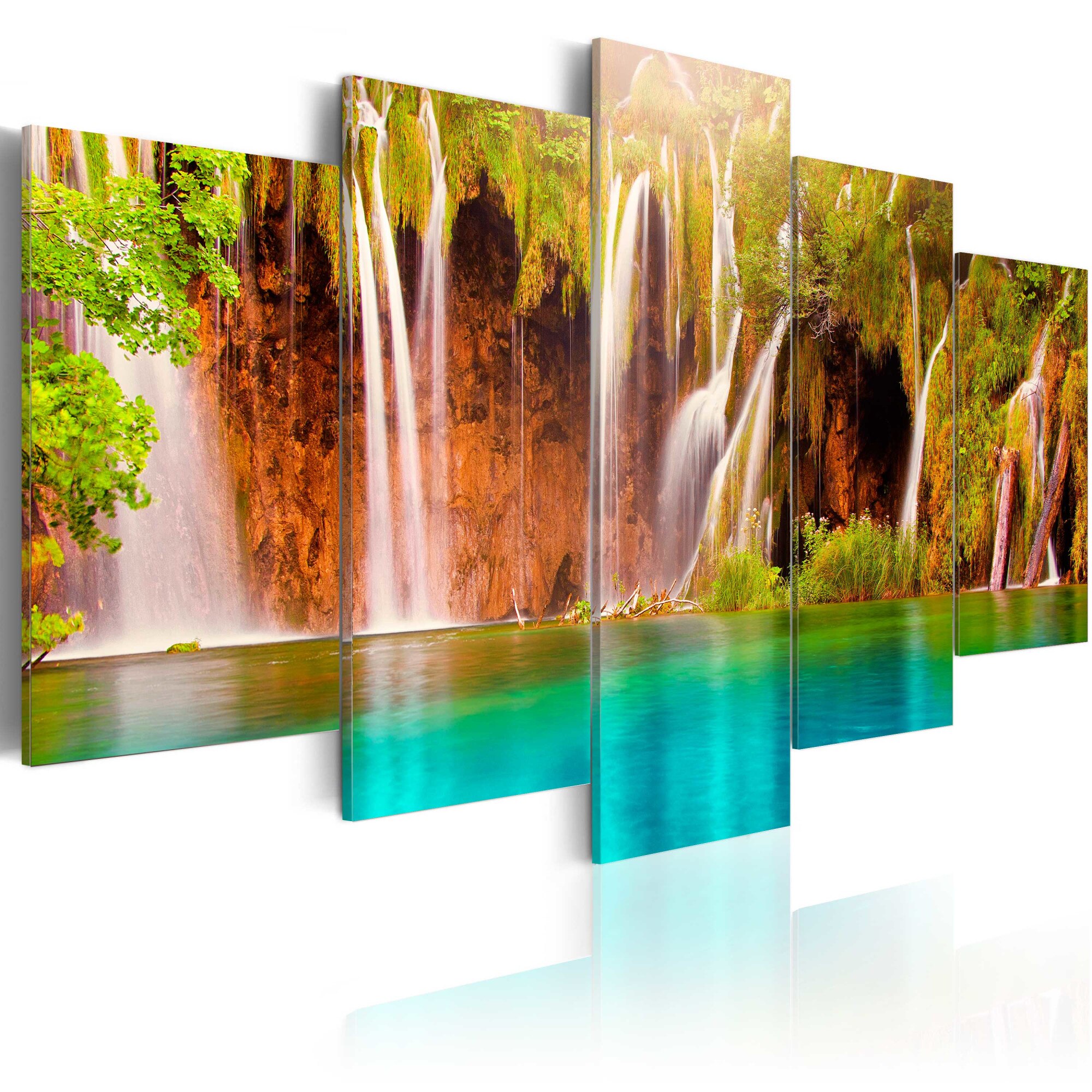 Tablou canvas 5 piese - Cascada de padure - 200x100 cm
