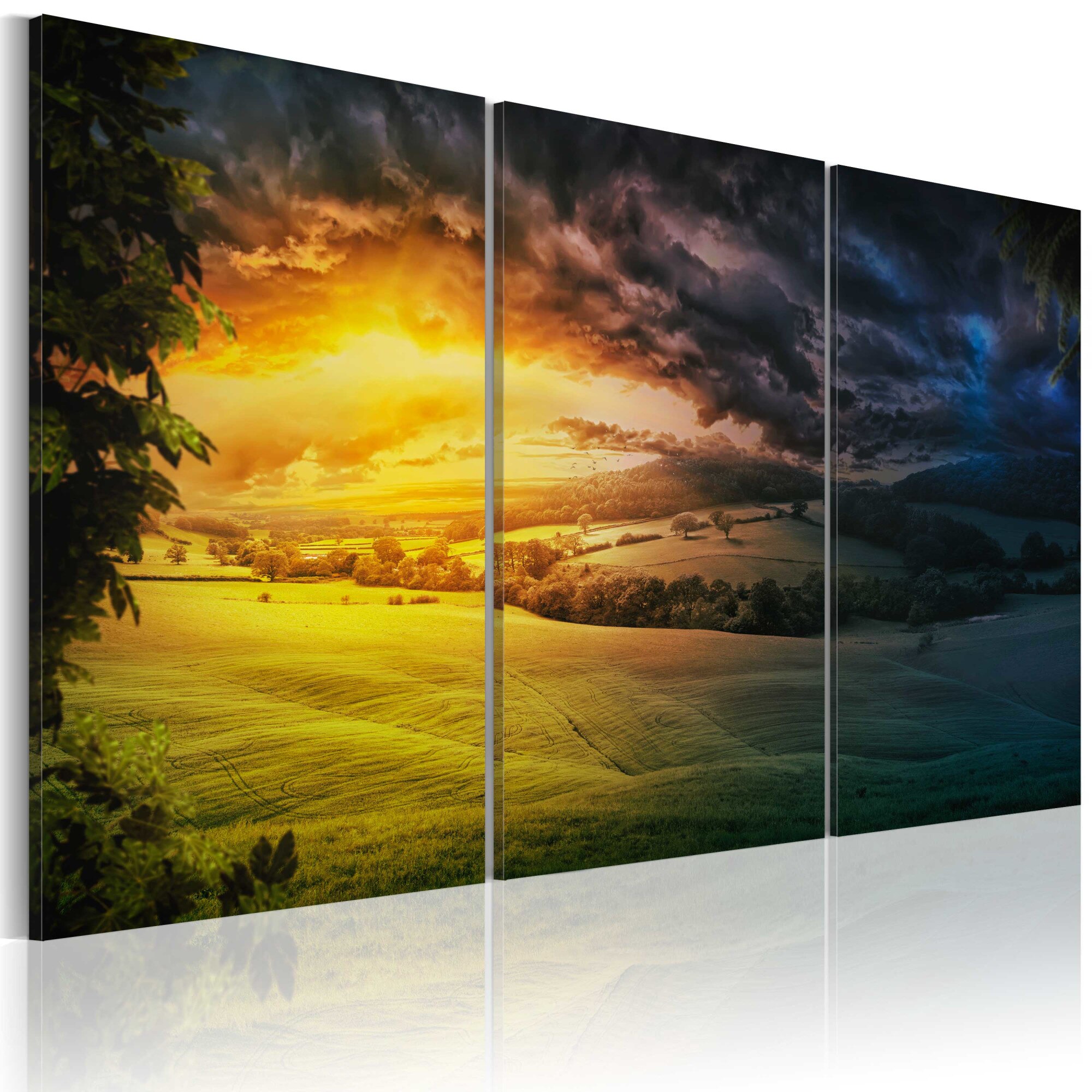 Tablou canvas 3 piese - Tara Soarelui Rasare - 60x40 cm