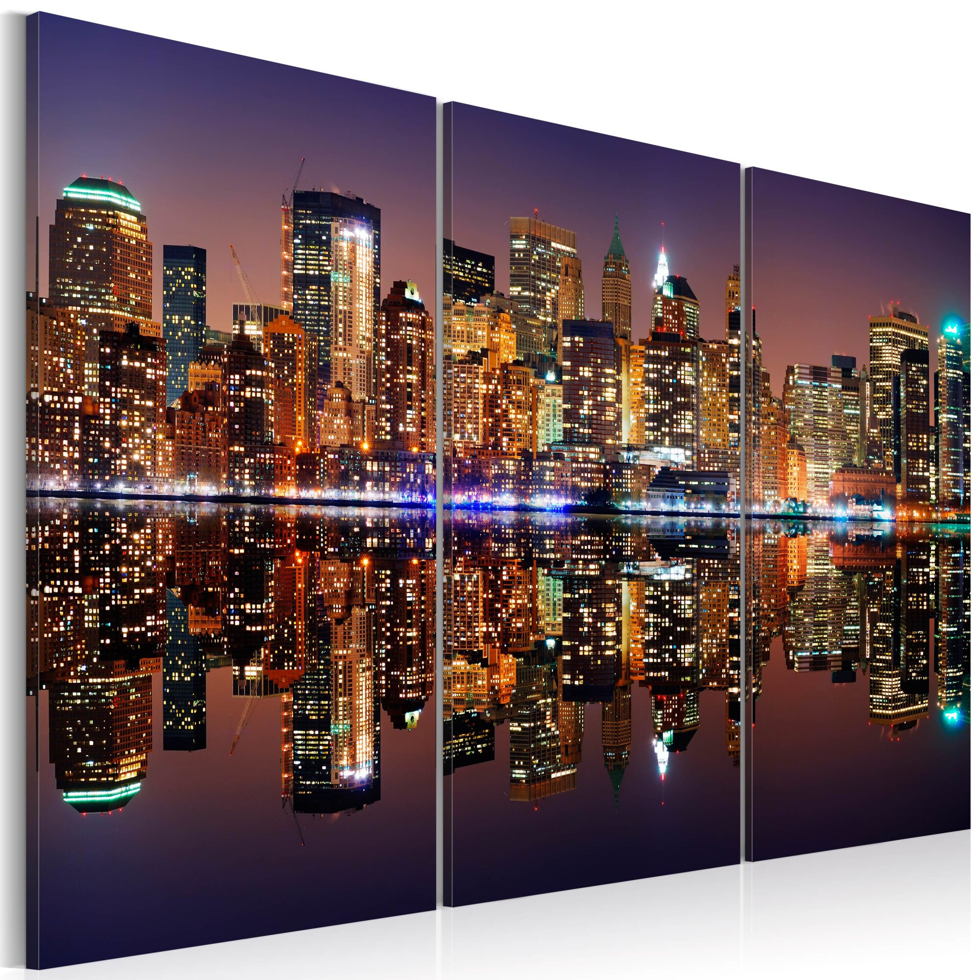 Tablou canvas 3 piese - Reflectie de apa din New York - 60x40 cm