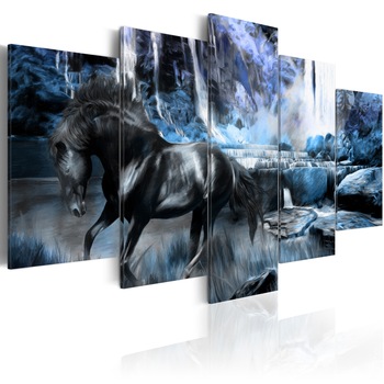 Tablou canvas 5 piese - Cascada Azure - 200x100 cm Tablou canvas 5 piese - Cascada Azure - 200x100 cm