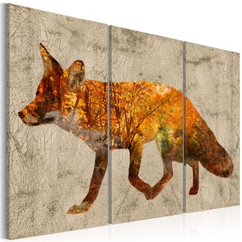 Tablou canvas 3 piese - Fox In Lemn - 60x40 cm Tablou canvas 3 piese - Fox In Lemn - 60x40 cm