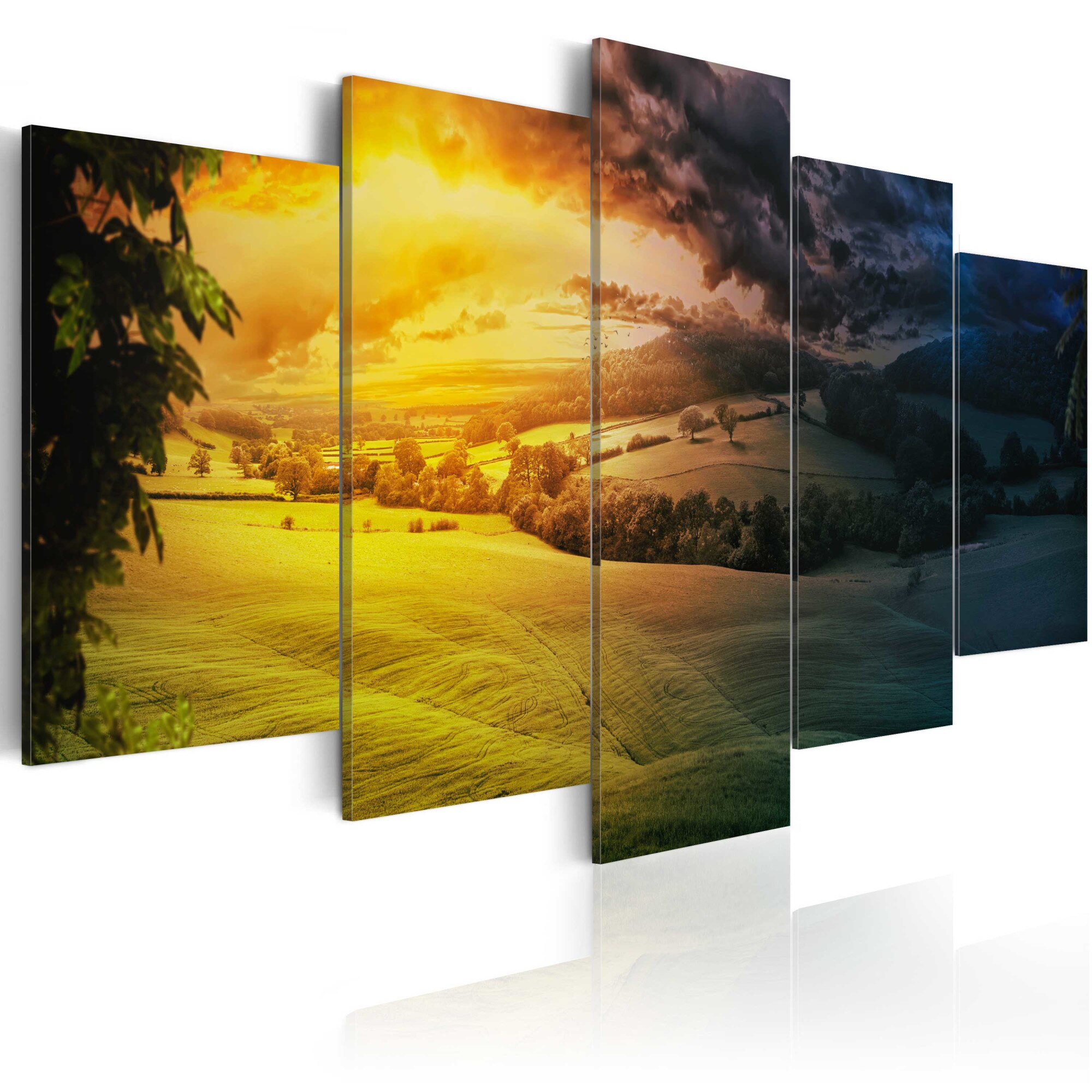 Tablou canvas 5 piese - Intre noapte si zi - 100x50 cm