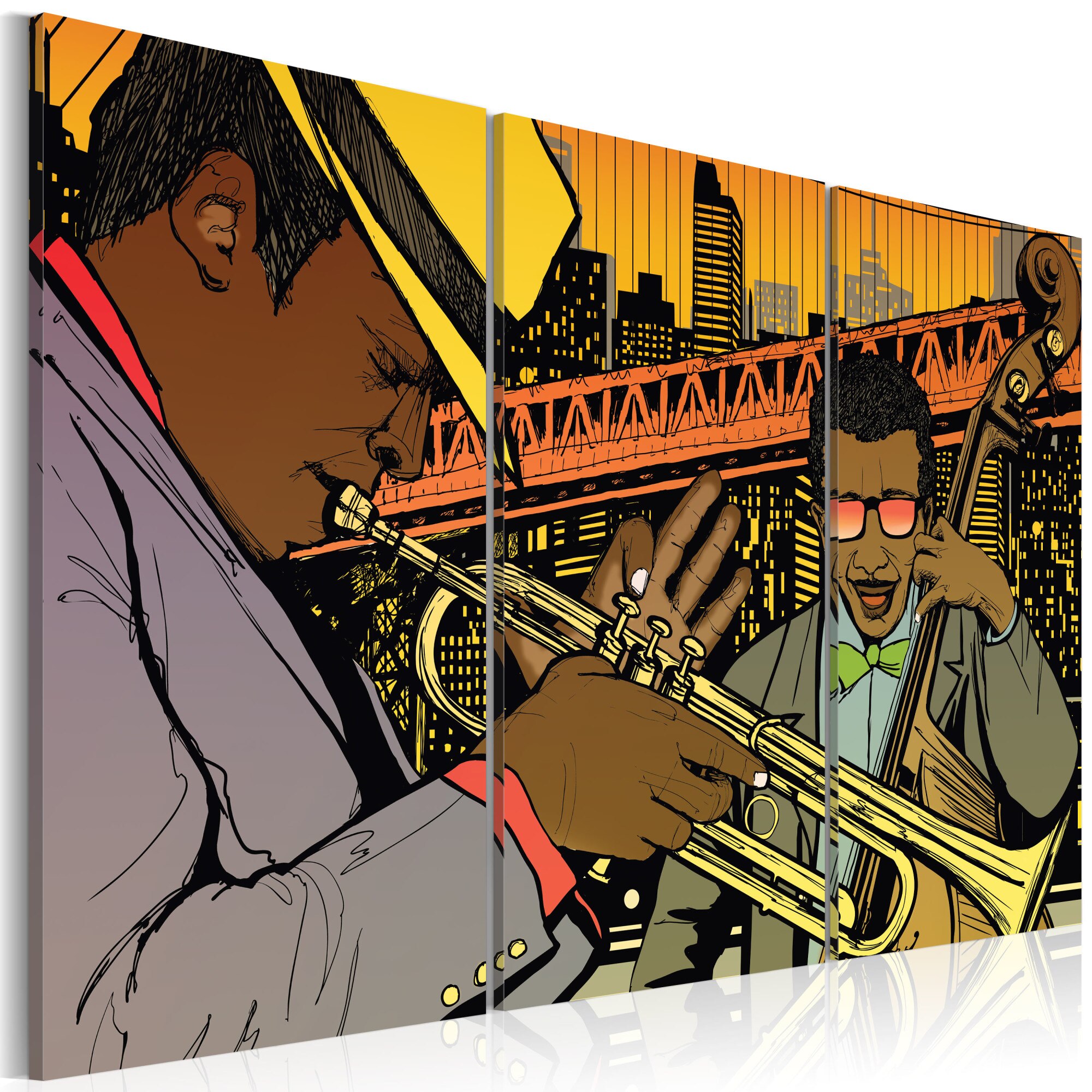 Tablou canvas 3 piese - Jazz muzician - 120x80 cm