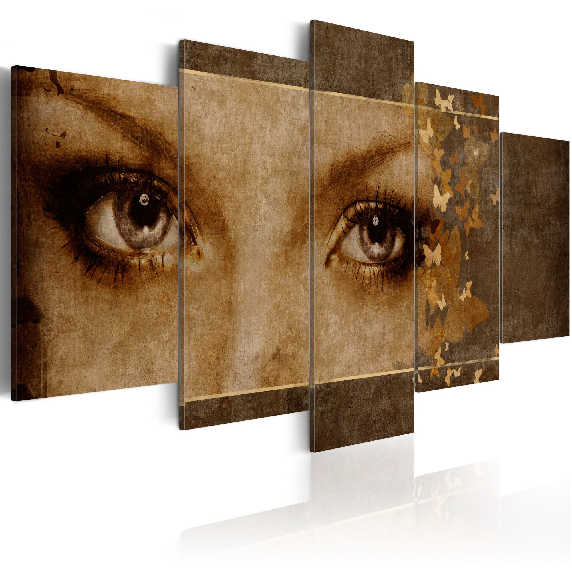 Tablou canvas 5 piese - Ochii ca fluturii - 200x100 cm