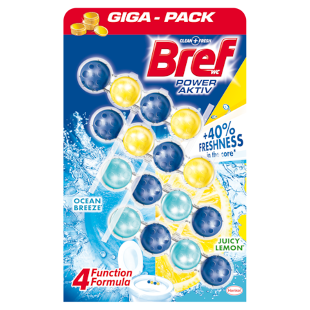 Odorizant toaleta Bref Power Lemon/Ocean, 4x50 g