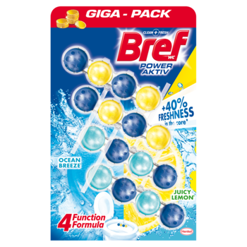 Odorizant toaleta Bref Power Lemon/Ocean, 4x50 g Odorizant toaleta Bref Power Lemon/Ocean, 4x50 g