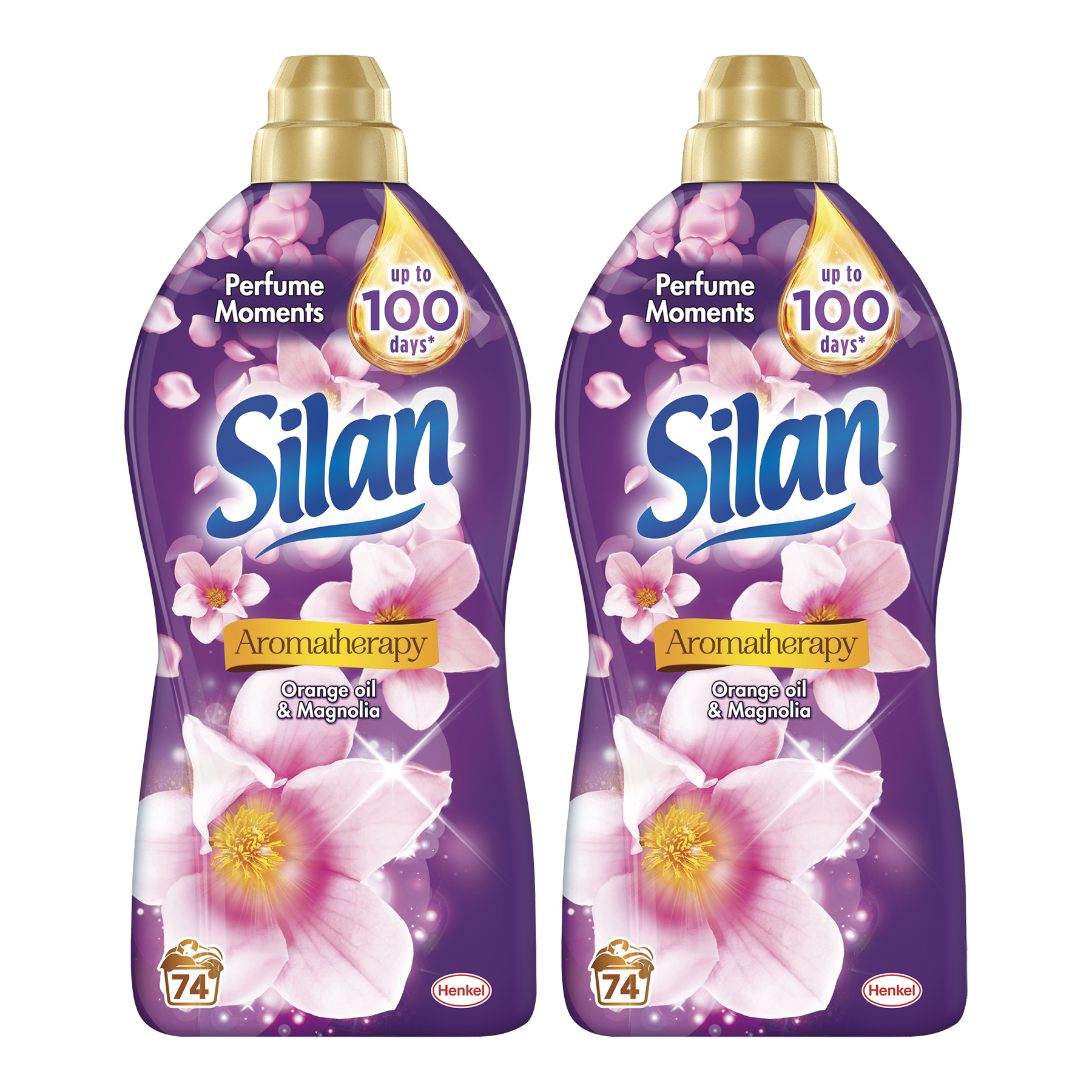 Pachet Promo: Balsam de rufe Silan Aromatherapy Orange Oil & Magnolia, 148 spalari, 2x1.85 L