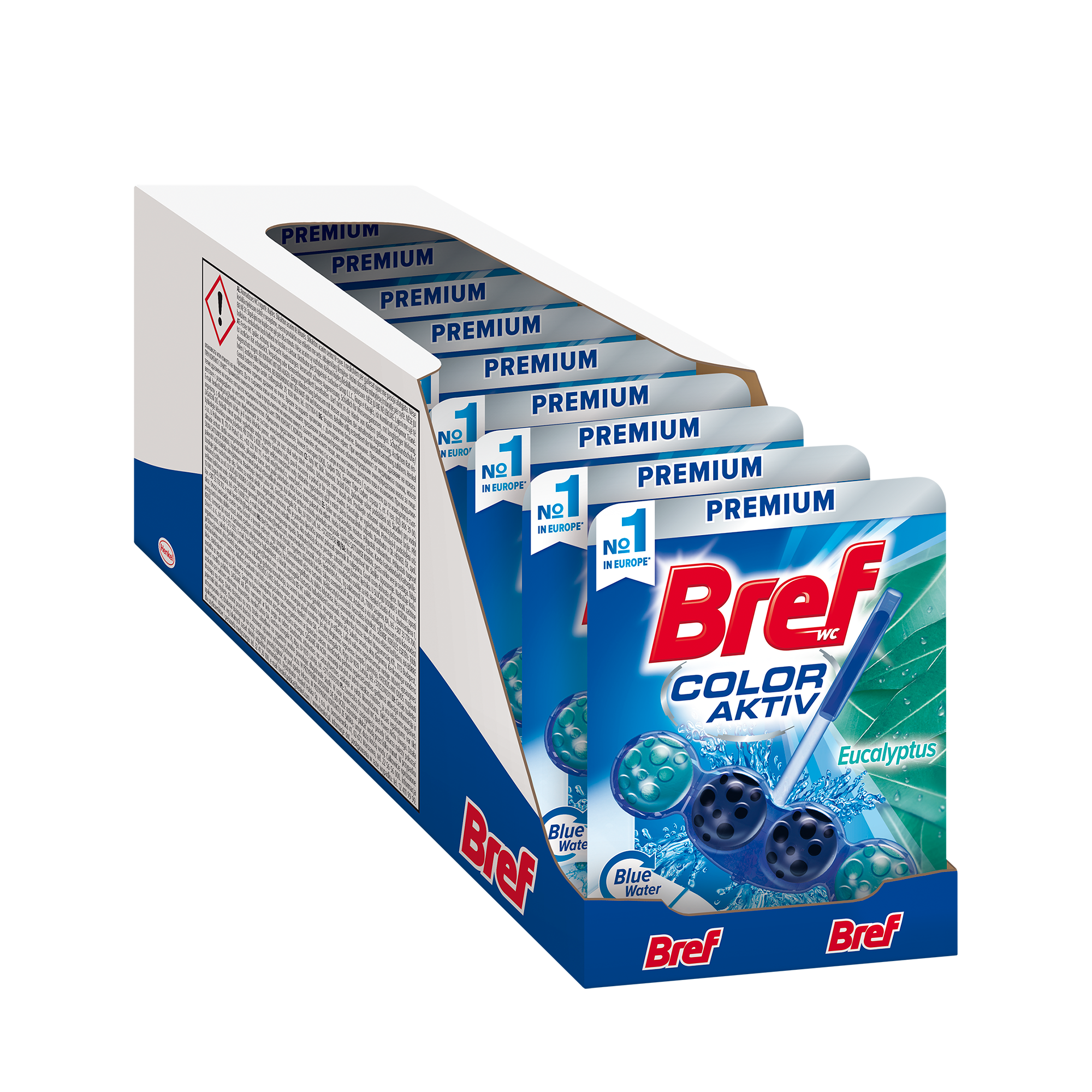 Pachet Promo: Odorizant toaleta Bref Blue Aktiv Eucalypt, 10x50 g