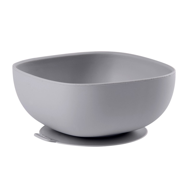 Bol Beaba din silicon cu ventuza, Gri