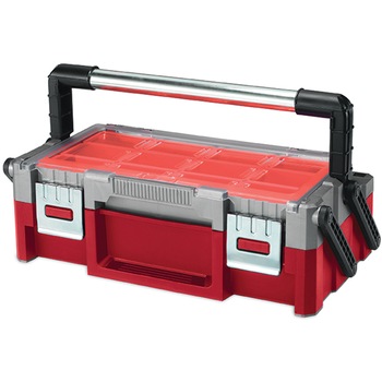 Organizator profesional scule Keter 220239, maner transport, 2 compartimente Organizator profesional scule Keter 220239, maner transport, 2 compartimente