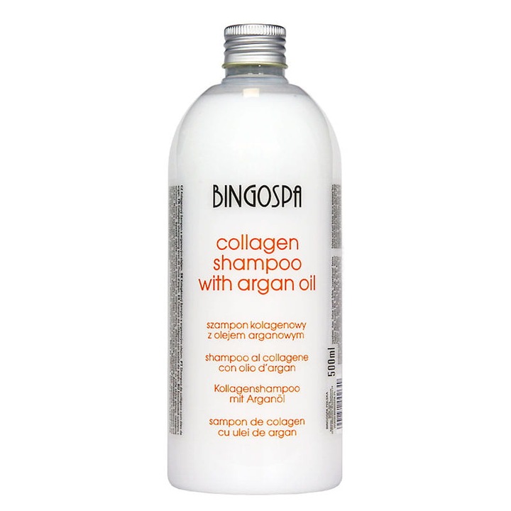 Sampon BingoSpa, Colagen, Bambus, Ulei de argan, Pentru parul fragil, 500 ml