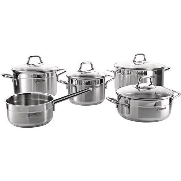 Set vase gatit Gorenje CW9SC, 5 piese, Destinat utilizarii pe plita cu inductie, Otel inoxidabil