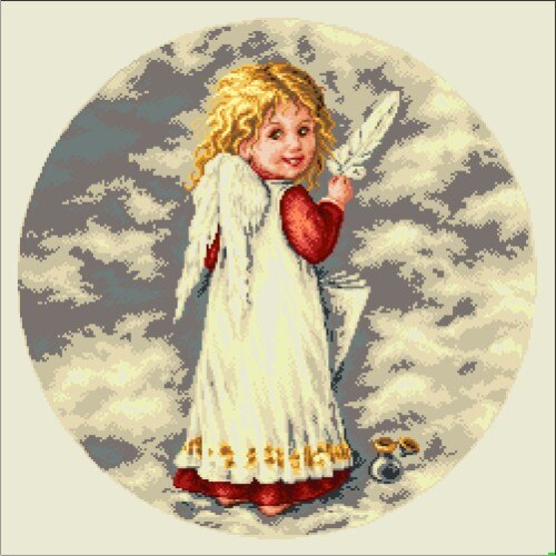 Goblen Pana ingerului, Rogoblen, kit cu diagrama color, 25x25 cm, bumbac