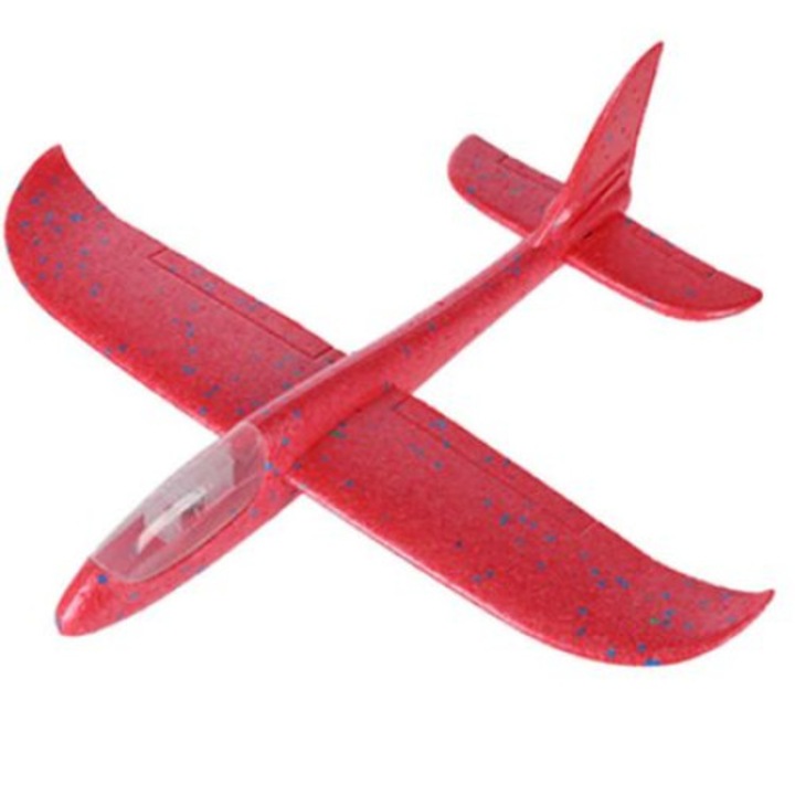 Avion planor cu lumini din polistiren 49 cm, Rosu, Picodino®