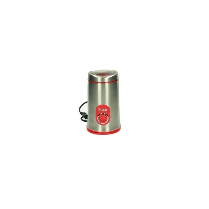 Rasnita Electrica Zilan, Inox, 150W, 50g, rosu si set ustensile bambus