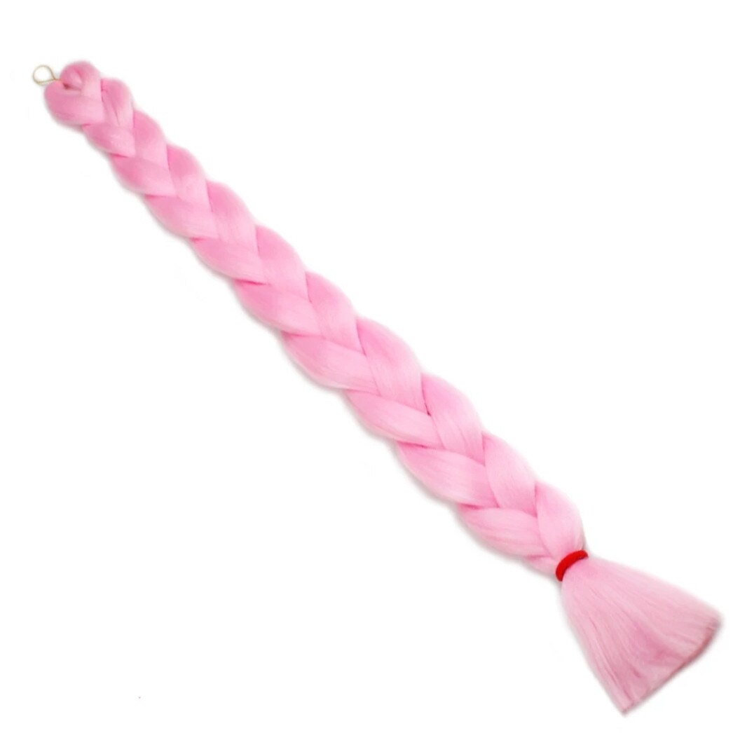 Extensii colorate de par pentru impletituri roz pastel 165 g (par sintetic)