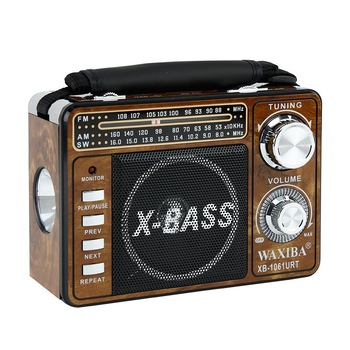 Radio portabil MP3, frecvente FM/AM/SW, slot SD, USB, lanterna, maro, Waxiba Radio portabil MP3, frecvente FM/AM/SW, slot SD, USB, lanterna, maro, Waxiba