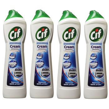 Pachet 4 bucati - Cif cu Microparticule Original, Crema pentru curatat suprafete dure, 4x 500 ml Pachet 4 bucati - Cif cu Microparticule Original, Crema pentru curatat suprafete dure, 4x 500 ml
