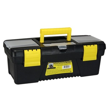 Trusa de scule, Tava Interioara Detasabila, Maner Transport, 30.4x13.7x10.5 mm, Negru-Galben Trusa de scule, Tava Interioara Detasabila, Maner Transport, 30.4x13.7x10.5 mm, Negru-Galben